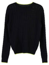 Logo Cable Wool Knit Top Black - MSGM - BALAAN 3