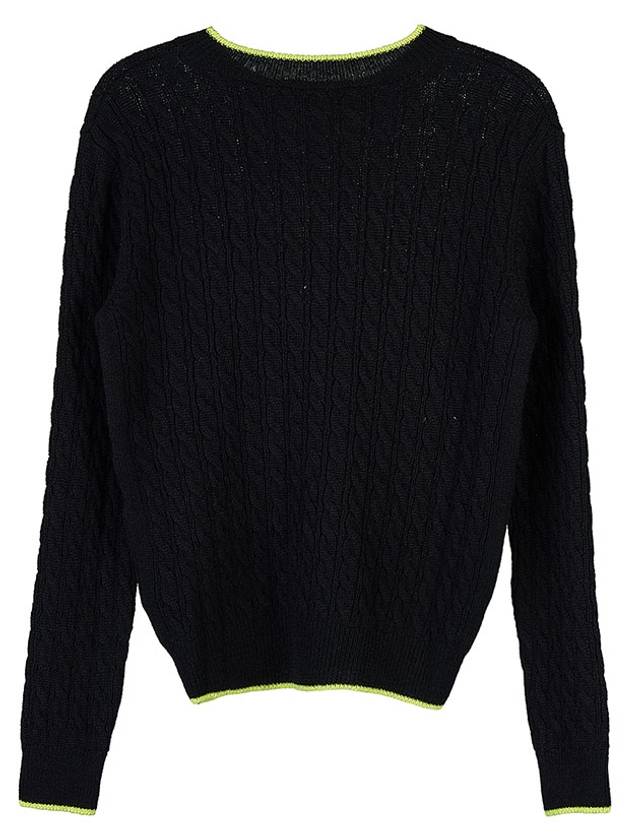 Logo Cable Wool Knit Top Black - MSGM - BALAAN 3