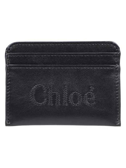 Sense Embroidered Logo Calfskin Card Wallet Black - CHLOE - BALAAN 2