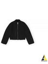 Drop Oversized Zipper Twill Bomber Jacket Black - GANNI - BALAAN 2