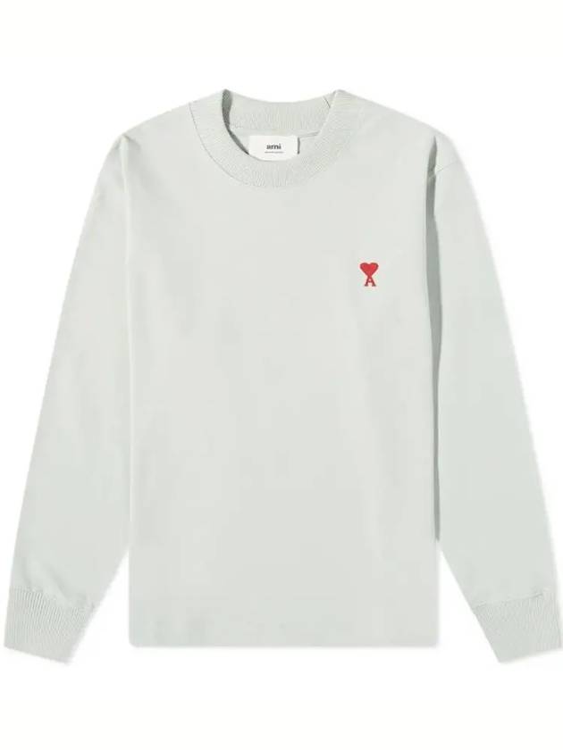 Small Heart Logo Long Sleeve T-Shirt Pale Green - AMI - BALAAN 2