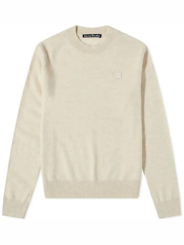 Face Patch Crew Neck Knit Top Cream - ACNE STUDIOS - BALAAN 1