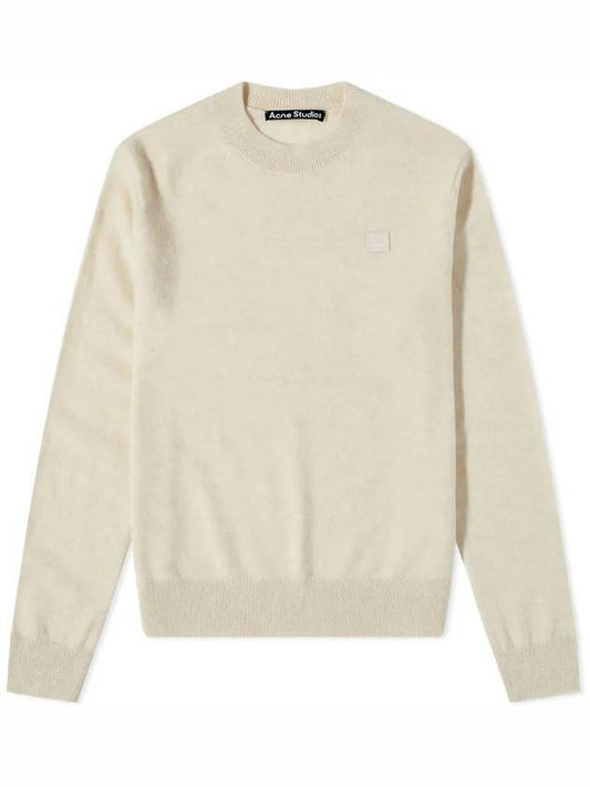 Face Patch Crew Neck Knit Top Cream - ACNE STUDIOS - BALAAN 1