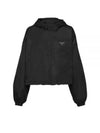 Re-Nylon Crop Hooded Jacket Black - PRADA - BALAAN 2