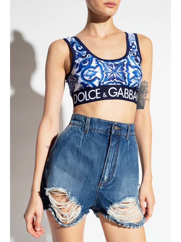 logo banding cropped sleeveless blue - DOLCE&GABBANA - BALAAN 4