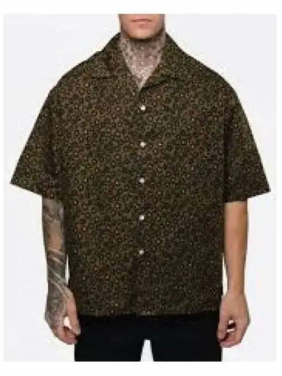 Hana Leopard Print Cotton Short Sleeve Shirt Green - KENZO - BALAAN 2