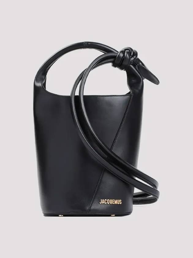 Le Petit Tourni Mini Knotted Leather Bucket Bag Black - JACQUEMUS - BALAAN 2