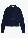 Embroidered Heart Logo Cashmere Cardigan Navy - AMI - BALAAN 2