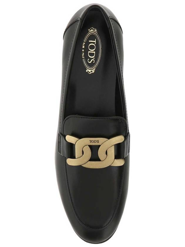 Kate Metal Logo Leather Loafers Black - TOD'S - BALAAN 4