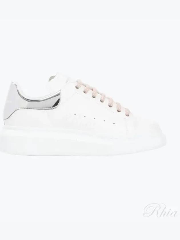 Women's Oversized Leather Low Top Sneakers White Silver - ALEXANDER MCQUEEN - BALAAN 2