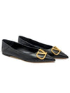 V Logo Pointed Toe Ballerina Flats Black - VALENTINO - BALAAN 2