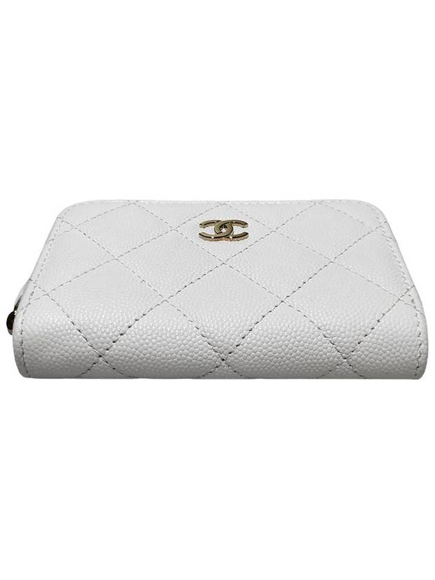 Women s AP0216 White Caviar Skin Zipper Card Wallet - CHANEL - BALAAN 4