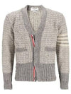 Mohair Tweed 4-Bar Classic V-neck Cardigan Light Grey - THOM BROWNE - BALAAN 2