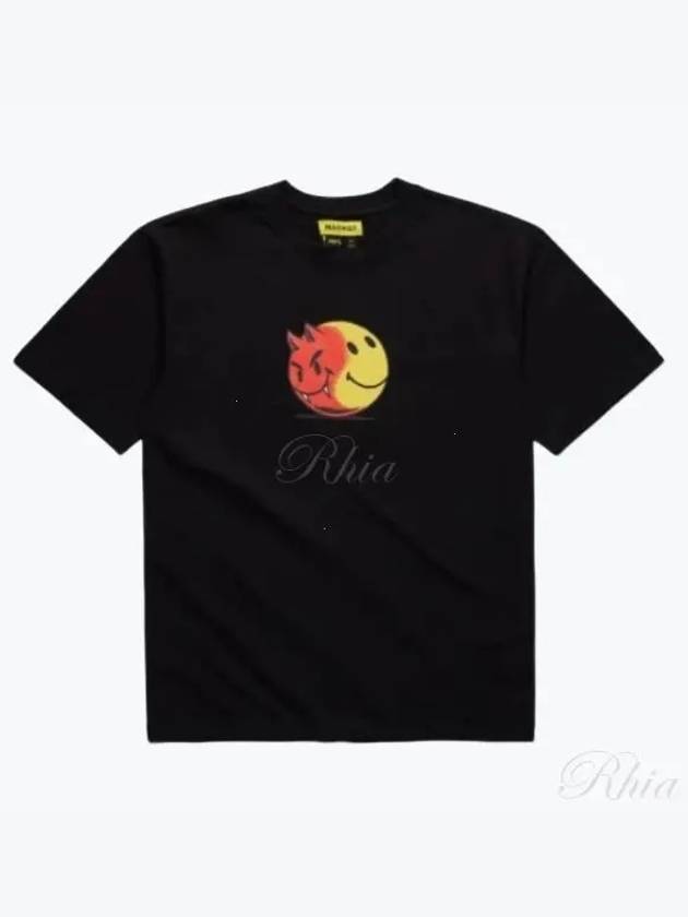 399000977 Black Smiley Good and Devil Short Sleeve TShirt - MARKET - BALAAN 1