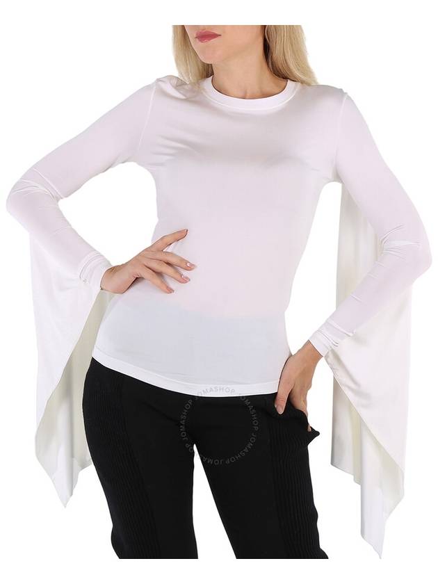 Burberry Optic White Long-Sleeve Exaggerated Panel Draped Top, Size Medium - BURBERRY - BALAAN 1