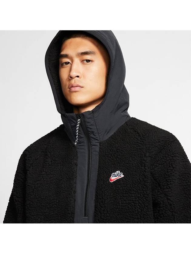 Sherpa Fleece Half Zip-Up Hoodie Black - NIKE - BALAAN 9