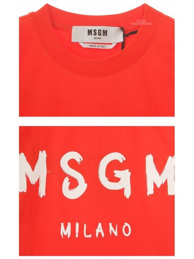 20SS 2841MDM60 207298 10 Paint Logo Milano Round Short Sleeve T-Shirt Orange White Women’s T-Shirt TFN - MSGM - BALAAN 6