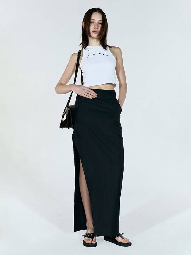 Asymmetric Maxi H Line Skirt Stripe Black - ULKIN - BALAAN 2