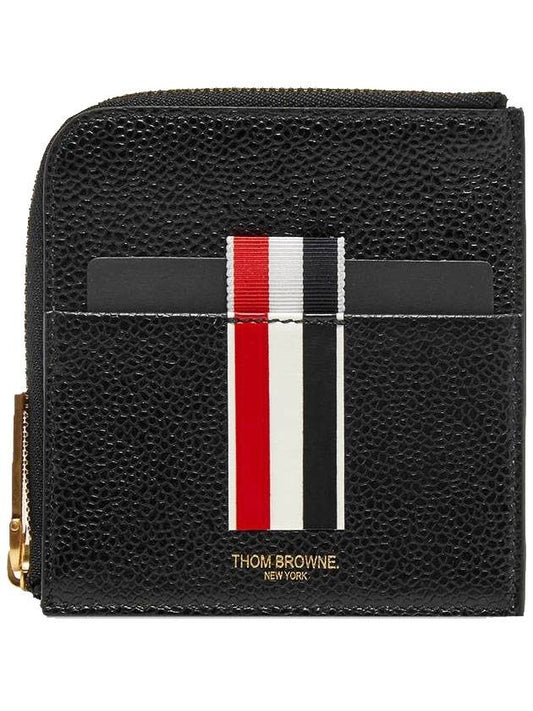 Three Stripes Intarsia Coin Wallet Black - THOM BROWNE - BALAAN 1