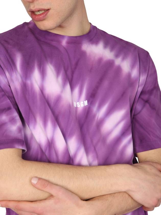 Logo Tie Dye Short Sleeve T-Shirt Purple - MSGM - BALAAN 5