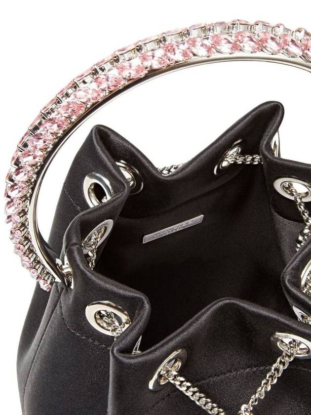 'Bon Bon' Mini Black Handbag With Metal Crystal Bracelet Handle In Satin Fabbric Woman - JIMMY CHOO - BALAAN 6