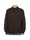 Men's Mock Neck Wool Knit Top Brown - TEN C - BALAAN 1