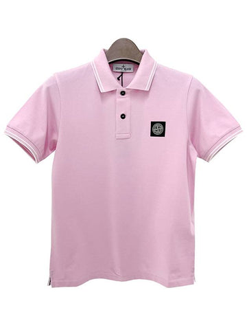 Kids Logo Patch Polo Short Sleeve T Shirt 10 12 Pink 801621348 V0080 - STONE ISLAND - BALAAN 1