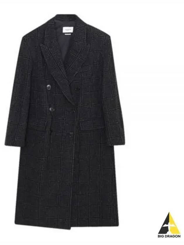 Women's Check Pattern Double Coat Dark Grey - ISABEL MARANT - BALAAN 2