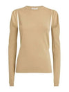 Cutout Cotton Long Sleeve T-Shirt Beige - HELMUT LANG - BALAAN 2