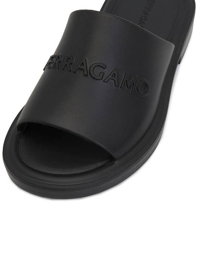 3D Logo Flat Slippers Black - SALVATORE FERRAGAMO - BALAAN 8