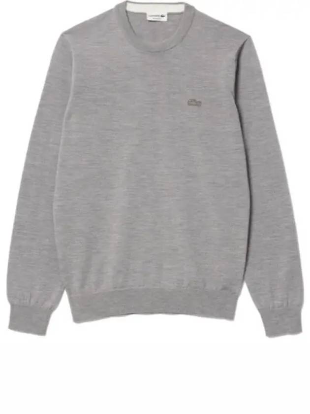 Merino Wool Crew Neck Knit Top Grey - LACOSTE - BALAAN 2