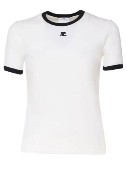 Contrast Signature Short Sleeve T-Shirt White - COURREGES - BALAAN 2