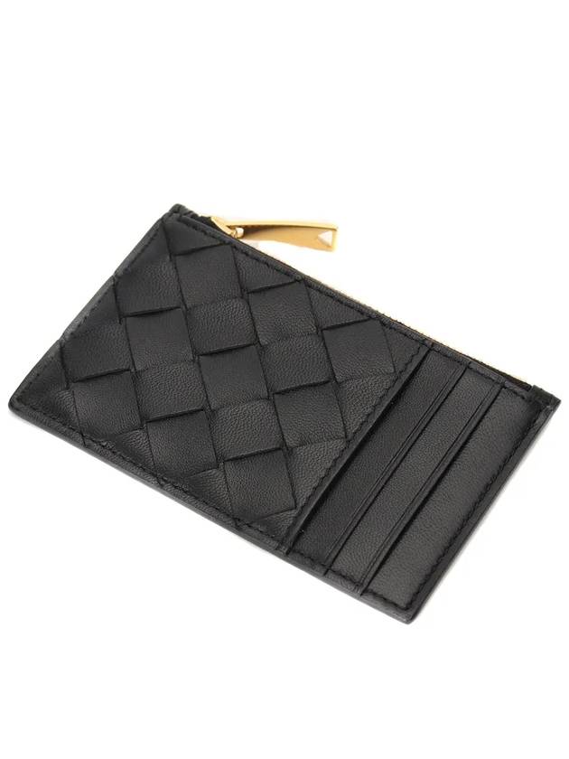 Intrecciato Zipper Card Wallet Black - BOTTEGA VENETA - BALAAN 5