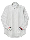 Three Stripes Cuff Striped Oxford Long Sleeve Shirt Medium Grey - THOM BROWNE - BALAAN 2