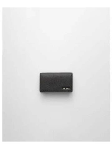 Saffiano leather card wallet black Baltic blue 267769 - PRADA - BALAAN 1