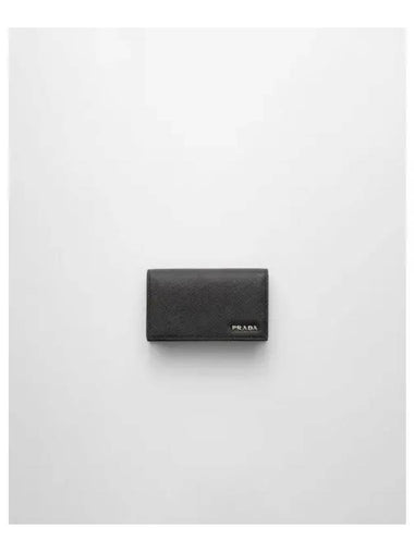 Saffiano leather card wallet black Baltic blue 267769 - PRADA - BALAAN 1