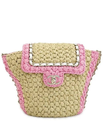 Chanel chain raffia bag pink beige champagne gold 4ET1689 - LOUIS VUITTON - BALAAN 1