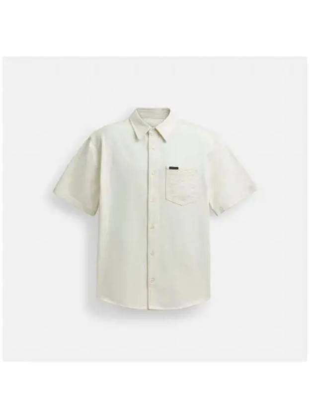 Short Sleeve Denim Shirt in Organic Cotton CS122 WHT - COACH - BALAAN 1