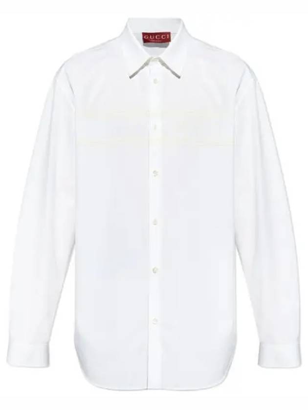 Logo Cotton Long Sleeve Shirt White - GUCCI - BALAAN 2