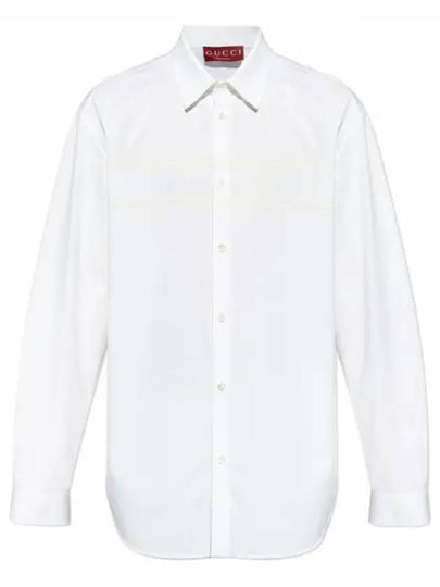 Logo Cotton Long Sleeve Shirt White - GUCCI - BALAAN 2