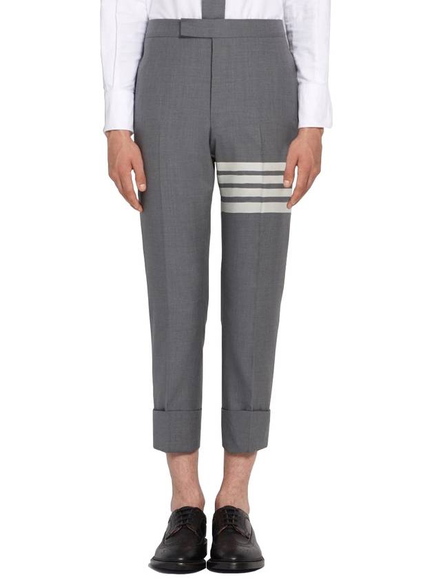 Diagonal Plain Weave Classic Wool Slacks Medium Grey - THOM BROWNE - BALAAN 2