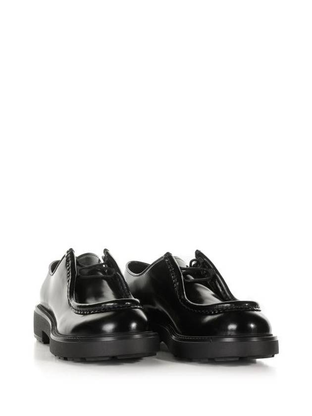 Diapason Opaque Lace-Up Brushed Leather Derby Black - PRADA - BALAAN 3