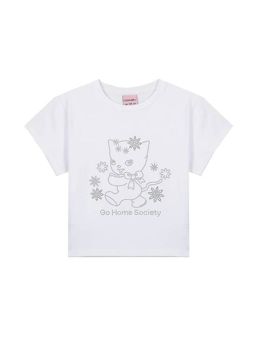 IBA23WT18WH GO HOME SOCIETY CAT CROP T SHIRT WHITE - ITZAVIBE - BALAAN 1