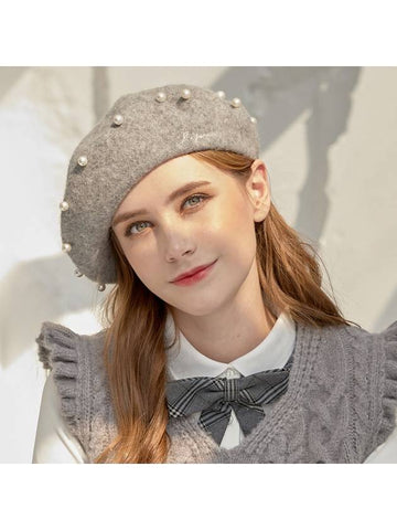 golf wear pearl line wool beret Pearl line wool Beret Light Gray - J JANE - BALAAN 1