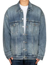 Back Logo Print Oversized Denim Jacket Blue - BALENCIAGA - BALAAN 3