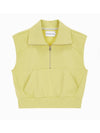 Jeans Drop Shoulder Half Zip Up Sleeveless Knit Top Yellow Sand - CALVIN KLEIN - BALAAN 1