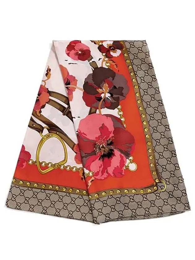 GG Flower Square Silk Scarf - GUCCI - BALAAN 3