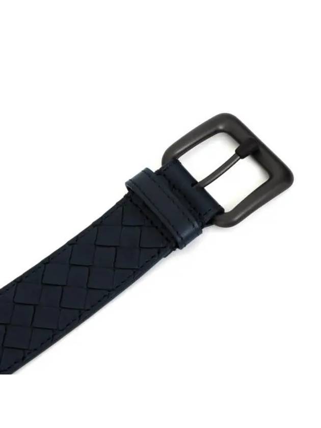 Intrecciato Leather Belt Navy - BOTTEGA VENETA - BALAAN 5