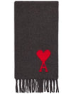 Big Heart Logo Muffler Scarf Dark Gray - AMI - BALAAN 3