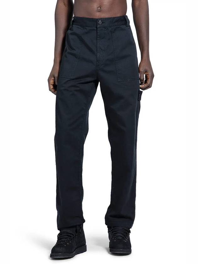 337F6 Logo Patch Stretch Straight Pants Black - STONE ISLAND - BALAAN 1